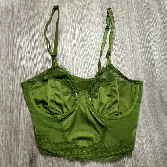 Women's Lace Lingerie Corset - Auden Light Forest Green - Picture 4 of 4